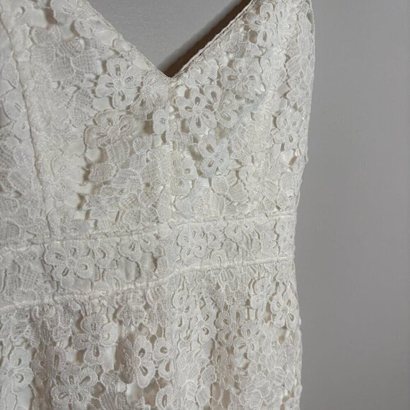 Abercrombie & Fitch White Lace Ruffle Sleeveless V Neck Mini Dress - Picture 3 of 6